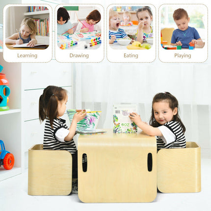 AV4- 3 Pieces Kids Wooden Table and Chair Set - Likeshoppe 
