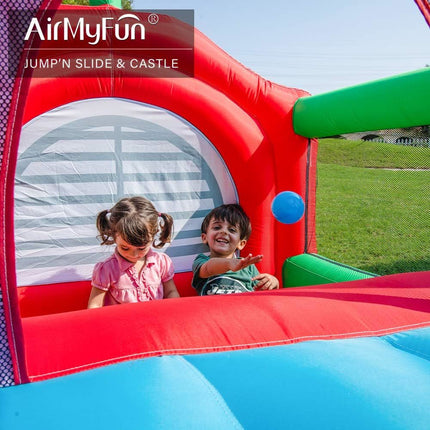 BC2- AirMyFun Bounce House for Kids 3-12 Inflatable Slide Jumping Bounce Castle Blow Up Toddler Bouncy House for Kids Outdoor with Slide and Blower Use for Indoor - Likeshoppe 