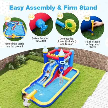 BC14- Inflatable Water Slide Bounce House with 680W Blower and 2 Pools - Likeshoppe 
