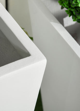 Likeshoppe White Outdoor Planter Set of 2 – Modern Concrete Style Flower Pots for Patio, Balcony & Garden