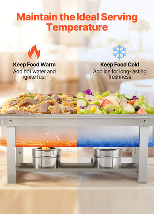 9 Qt Stainless Steel Chafing Dish Set 4 Pack Buffet Food Warmer with Fuel Holders