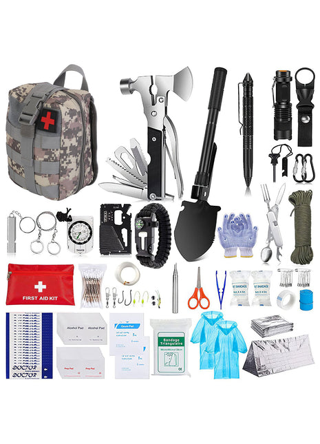 125PCS Survival Kit Emergency Tactical First Aid Gear for Camping Hiking