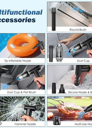 Electric Compressed Air Duster 250,000RPM – Cordless Air Blower Vacuum Cleaner with 18 Accessories