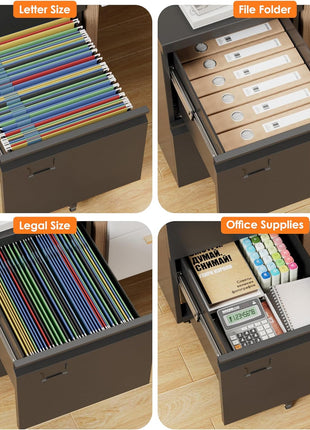 2 Drawer Mobile File Cabinet with Lock – Rolling Metal Under Desk Filing Cabinet