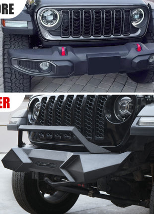 Heavy-Duty X-Style Front Bumper with Winch Plate for Jeep Wrangler JK &amp; JL (2007–Present)