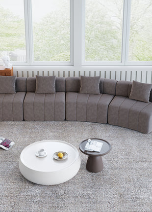Likeshoppe Curved Modular Chenille Sectional Sofa – Grey 4-Seat Cloud Couch with Pillows for Modern Living Room