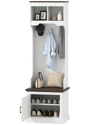3-in-1 Hall Tree Entryway Bench with Shoe Storage & Coat Hooks