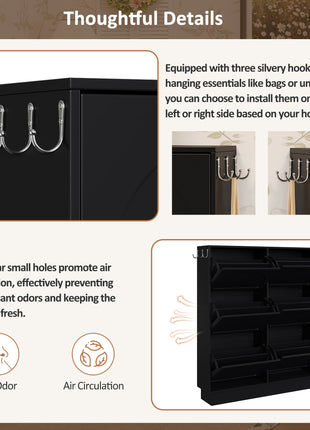 Narrow Flip Drawer Shoe Cabinet with 6 Storage Drawers – Space Saving Entryway Organizer