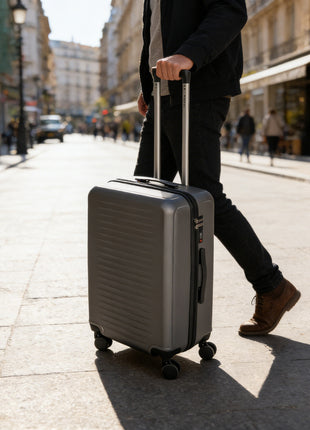 3 Piece Dark Gray ABS Luggage Set with Spinner Wheels & Lock