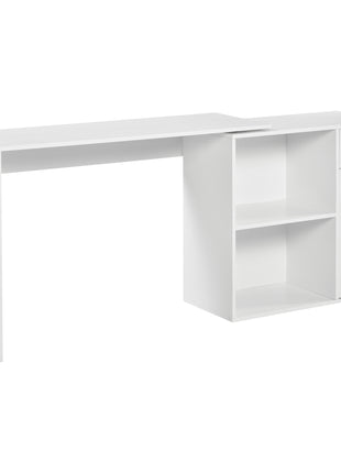 L Shaped Computer Desk, 180° Rotating Corner Desk with Storage Shelves, Drawer and Cabinet, Study Workstation for Home Office, White