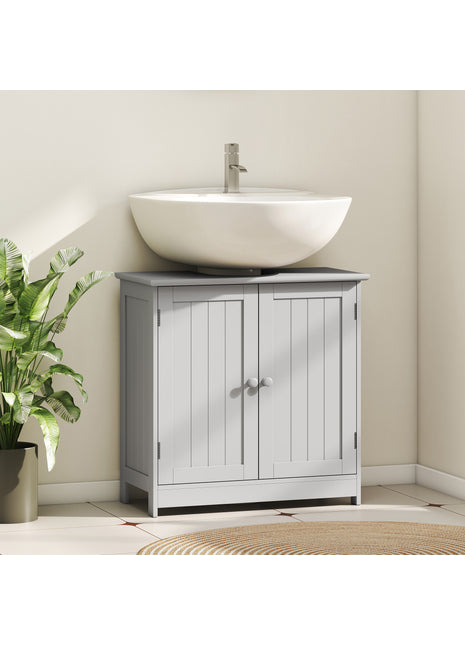 Likeshoppe Under Sink Bathroom Cabinet Storage – Space Saving Pedestal Sink Vanity with Adjustable Shelf for Small Bathrooms (Light Gray)