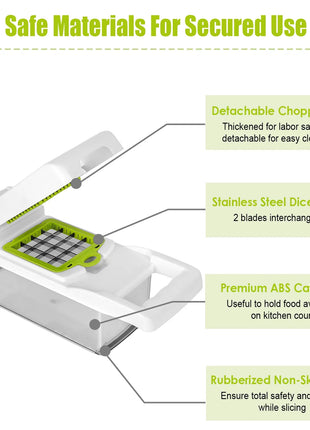 12-in-1 Vegetable Chopper Slicer Dicer Set – Kitchen Food Cutter with Container & Graters