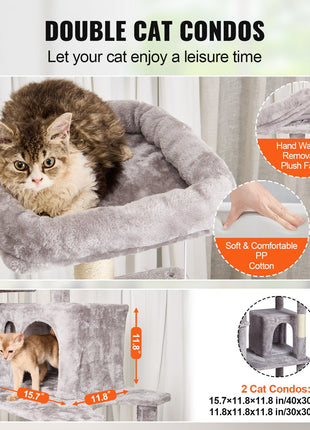 68.5" Cat Tree Tower with Condo & Hammock – Multi-Level Cat Activity Center with Scratching Posts