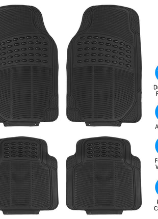 Universal Anti-Slip PVC Car Floor Mats Set (4-Piece Trim-to-Fit Protection)