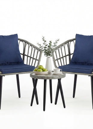 Outdoor Patio Furniture Set with Cushions – Rattan Balcony Table & Chairs LS1