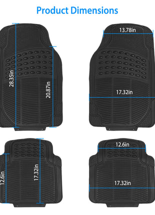 Universal Anti-Slip PVC Car Floor Mats Set (4-Piece Trim-to-Fit Protection)
