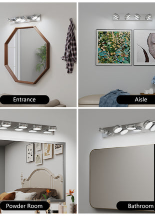 28 Inch LED Vanity Light Chrome – Modern 4 Light Bathroom Fixture for Mirror, Dimmable LED Bath Light Bar (18W)