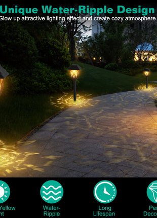 Solar Garden Stake Lights Water Ripple LED – Outdoor Pathway Lights for Yard Lawn Patio (6 Pack)