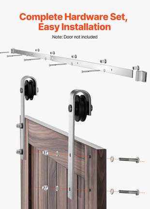 6 FT Sliding Barn Door Hardware Kit – Brushed Nickel Track System for Single Sliding Door