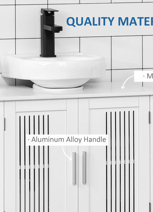 Bathroom Under Sink Cabinet – White Pedestal Sink Storage Cabinet with Adjustable Shelf