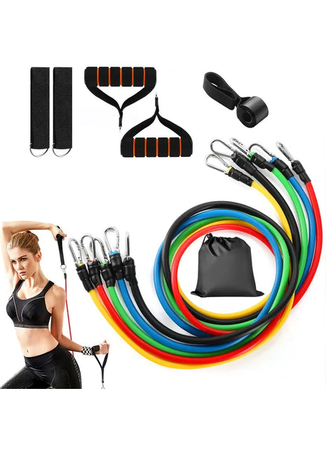 11PCS Resistance Bands Set – Adjustable Workout Tube Bands with Handles & Door Anchor