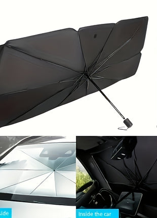 UPF50+ Car Windshield Sunshade Umbrella – Foldable Heat Blocking UV Protection Sun Shade for Front Window (Universal Fit)