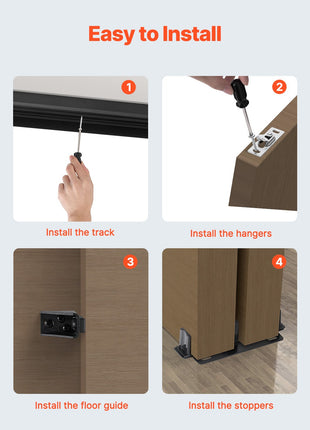 4 FT Bypass Sliding Door Hardware Kit – Aluminum Closet Door Track System for Double Doors