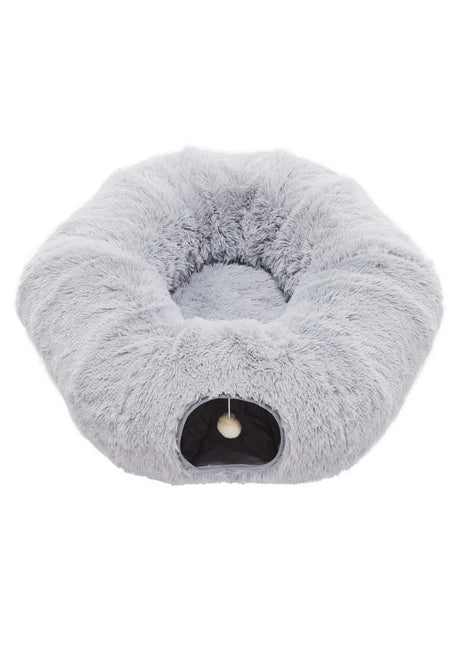 Cat Tunnel Bed Plush Donut Cat Cave – Peekaboo Indoor Tunnel Bed for Cats Kittens