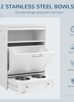 Pet Feeder Station Locker with Storage | Raised Dog Bowl Feeding Cabinet | Likeshoppe