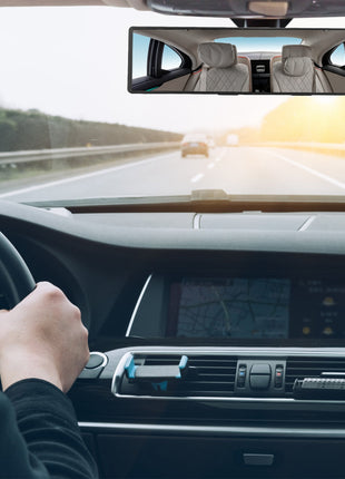 11.4” Panoramic Rearview Mirror Clip-On – Convex Anti-Glare Wide View Mirror for Cars SUVs Trucks
