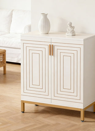 Likeshoppe Modern Shoe Storage Cabinet with Doors – 5 Tier Entryway Shoe Organizer with Gold Legs