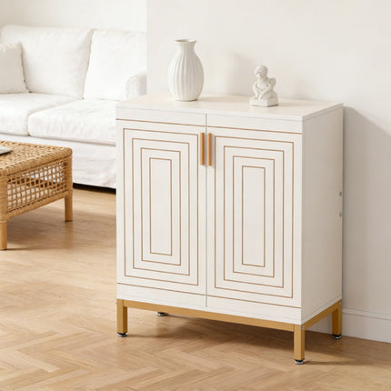 Likeshoppe Modern Shoe Storage Cabinet with Doors – 5 Tier Entryway Shoe Organizer with Gold Legs