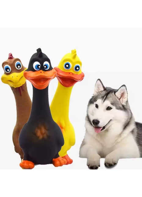 3PCS Screaming Chicken Dog Toys – Latex Squeaky Interactive Chew Toys for Dogs