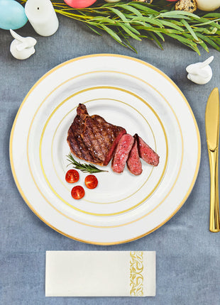 175PCS Gold Rim Disposable Dinnerware Set for 25 Guests – Elegant Party Plates Cups & Utensils