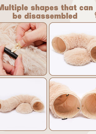 Cat Tunnel Bed Plush Donut Cat Cave – Peekaboo Indoor Tunnel Bed for Cats Kittens