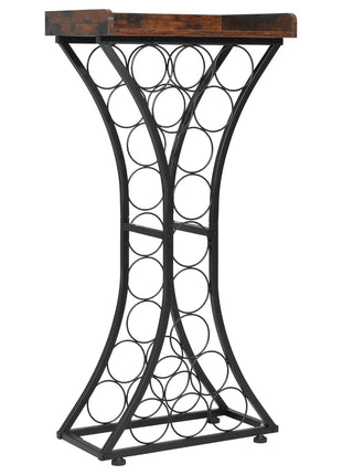 Freestanding 15 Bottle Wine Rack with Top Shelf – Modern Metal Floor Wine Storage Organizer for Kitchen, Dining Room & Home Bar