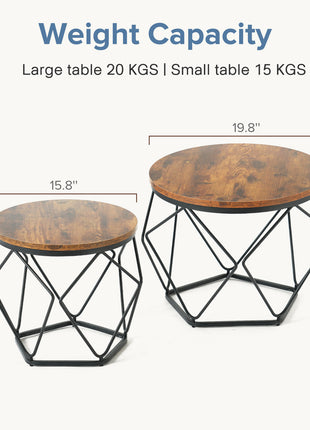 Modern Geometric Nesting Coffee Table Set with Hidden Storage – Round Side Tables