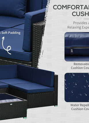 7-Piece Outdoor Wicker Patio Furniture Set – Sectional Sofa with Cushions & Glass Coffee Table
