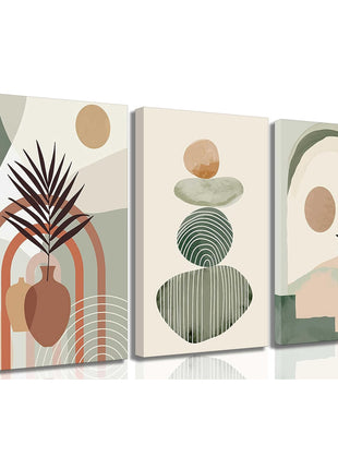 3-Piece Boho Botanical Canvas Wall Art Set (12” x 16” Framed &amp; Ready to Hang)