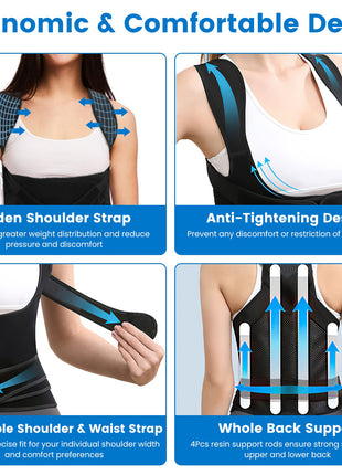 Adjustable Posture Corrector Back Brace for Women & Men – Upper Back Support