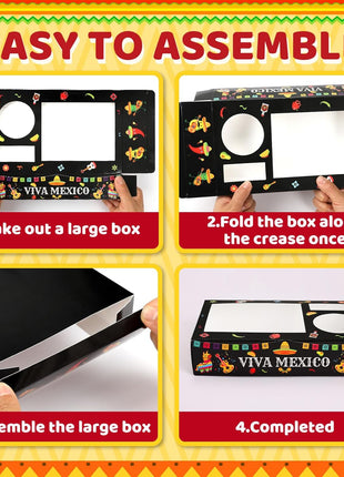 36PCS Fiesta Snack Tray Set – Mexican Party Popcorn Candy Boxes for Movie Night & Cinco De Mayo