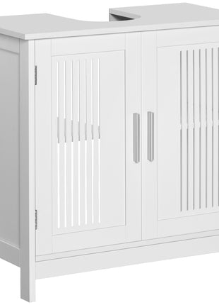 Bathroom Under Sink Cabinet – White Pedestal Sink Storage Cabinet with Adjustable Shelf