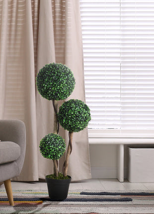 3-Tier Artificial Boxwood Topiary Tree (35.5” Indoor/Outdoor Decorative Plant)