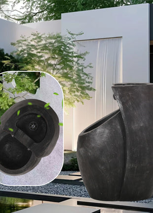 21.5" Backyard Water Fountain – Indoor Outdoor Two-Tier Floor Standing Waterfall Decor