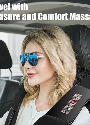 Likeshoppe Shiatsu Back Neck And Shoulder Massager With Heat Deep Tissue 3D Kneading Pillow