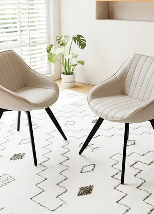 Likeshoppe Set Of 2 Dining Chairs, Medieval Modern Kitchen Dining Chair, PU Decorative Chairs With Black Metal Legs, Suitable For Home&kitchen White