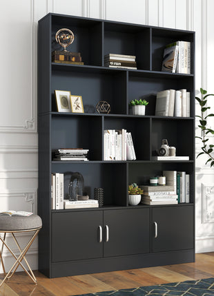 70.87" Tall Bookshelf with 10 Cubes & Cabinet – Modern Storage Organizer for Living Room