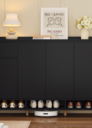 Modern Shoe Cabinet with Adjustable Shelves – Minimalist Entryway Organizer