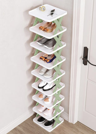 9 Tier Narrow Shoe Rack Vertical Organizer | Space Saving Entryway Shoe Storage | Likeshoppe