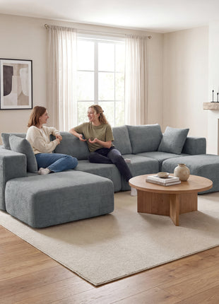 Modular U-Shape Sectional Sofa with Ottomans – Velvet Living Room Couch
